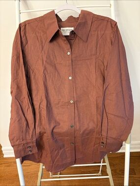 NWOT 437 Mocha The Willow Linen Button-Up Shirt